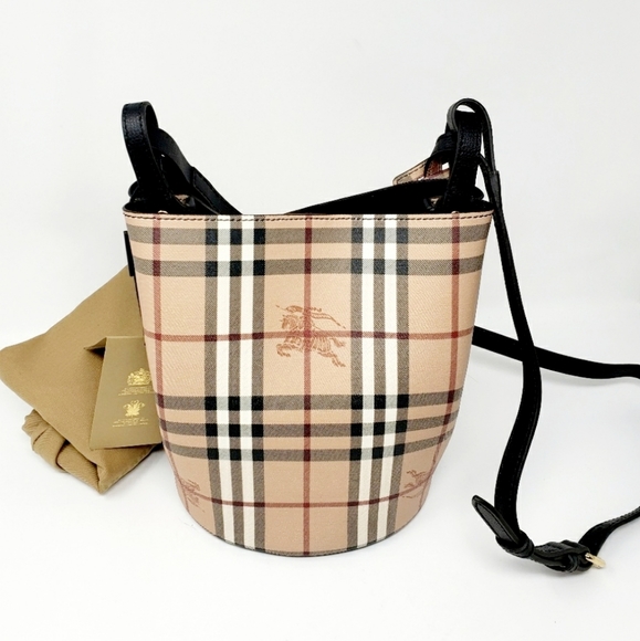 Burberry Handbags - 100% Auth Burberry Haymarket Bucket Crossbody Bag
